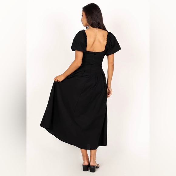 Petal and pup Maria Black Puff Sleeve Midi Dresses size small - Picture 4 of 9